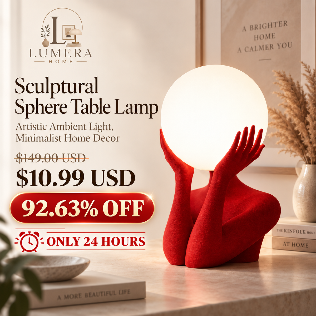Sculptural Sphere Table Lamp, Artistic Ambient Light, Minimalist Home Decor