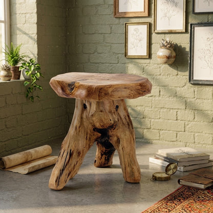Natural Cedar Stump Stool, Live Edge Side Table