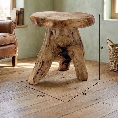 Natural Cedar Stump Stool, Live Edge Side Table