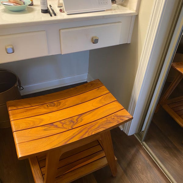 Teak Wood Stool Chair - For Shower, Bedroom, Living Room, Outdoors