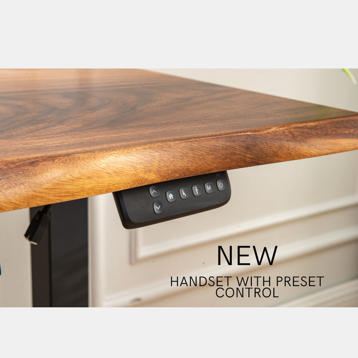 Live Edge Walnut Standing Desk: Adjustable Height, Black Frame