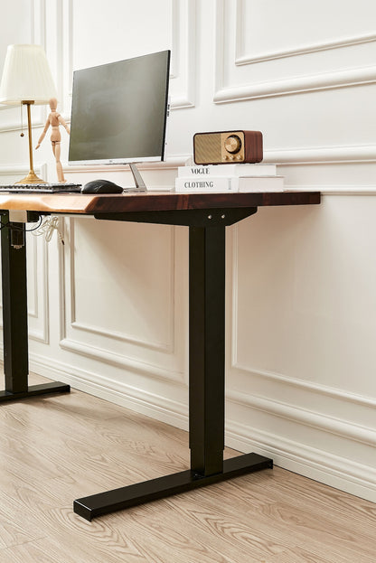 Live Edge Walnut Standing Desk: Adjustable Height, Black Frame