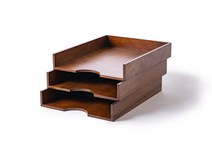 Walnut Office Desk Organizer Set: Wooden Office Accessories