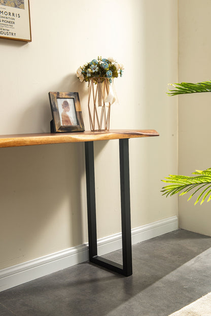 Live Edge Console Table: South American Walnut Sofa Table with Metal Legs