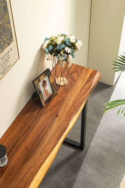 Live Edge Console Table: South American Walnut Sofa Table with Metal Legs