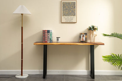 Live Edge Console Table: South American Walnut Sofa Table with Metal Legs