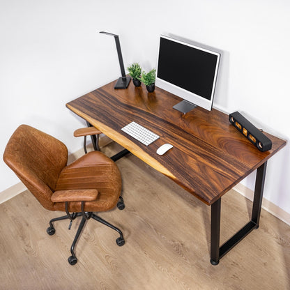 Live Edge Wood Desk with Drawer Option - Solid Walnut Desk with Metal Legs | Computer Desk