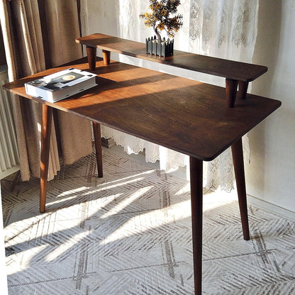 Handmade Walnut & Beech Wood Desk: Mid-Century Modern Home Office