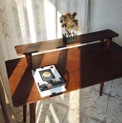 Handmade Walnut & Beech Wood Desk: Mid-Century Modern Home Office