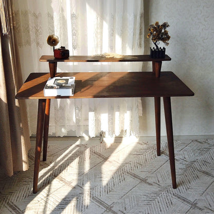 Handmade Walnut & Beech Wood Desk: Mid-Century Modern Home Office