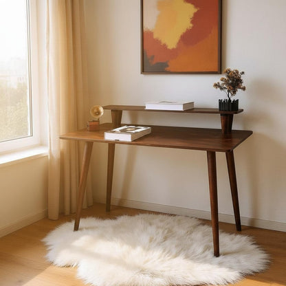 Handmade Walnut & Beech Wood Desk: Mid-Century Modern Home Office
