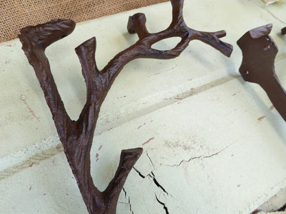 Set of 2 TREE BRANCH Brackets - Cast Iron Metal Shelf Brackets - Rustic Nature Cabin Outdoors - Wall - Corner Trims