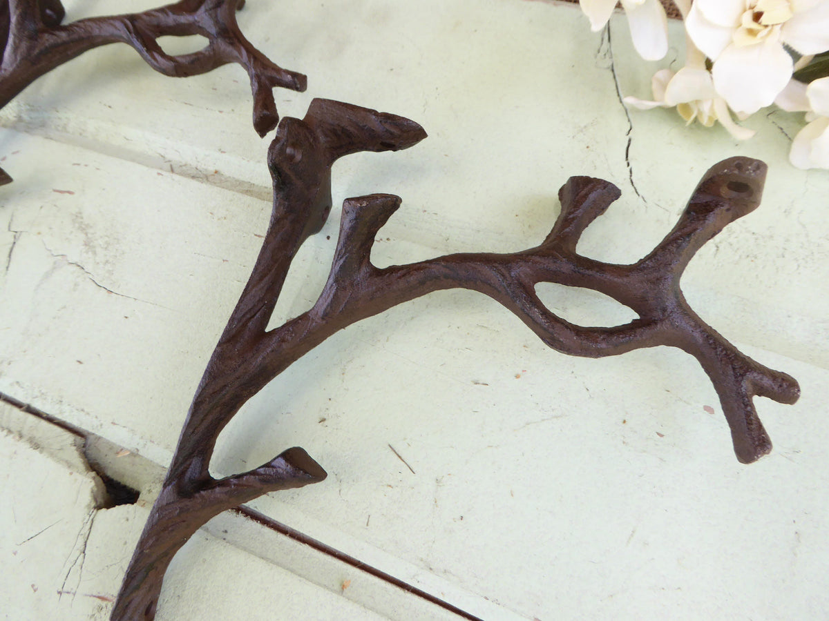 Set of 2 TREE BRANCH Brackets - Cast Iron Metal Shelf Brackets - Rustic Nature Cabin Outdoors - Wall - Corner Trims
