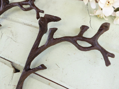 Set of 2 TREE BRANCH Brackets - Cast Iron Metal Shelf Brackets - Rustic Nature Cabin Outdoors - Wall - Corner Trims