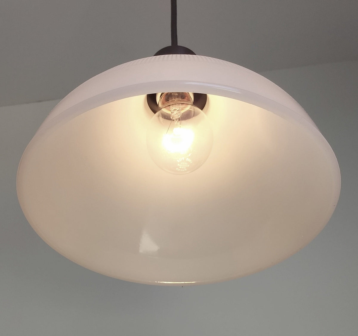 Antique PENDANT Light of Milk Glass Soft Waffle Pattern - Opal Flush Mount Ceiling Chandelier Lighting Fixture Farmhouse Kitchen Dining Room