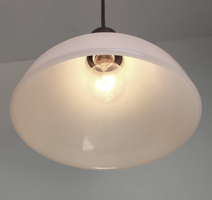 Antique PENDANT Light of Milk Glass Soft Waffle Pattern - Opal Flush Mount Ceiling Chandelier Lighting Fixture Farmhouse Kitchen Dining Room