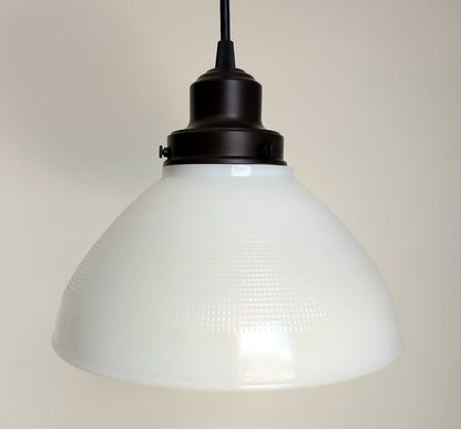 Antique PENDANT Light of Milk Glass Soft Waffle Pattern - Opal Flush Mount Ceiling Chandelier Lighting Fixture Farmhouse Kitchen Dining Room