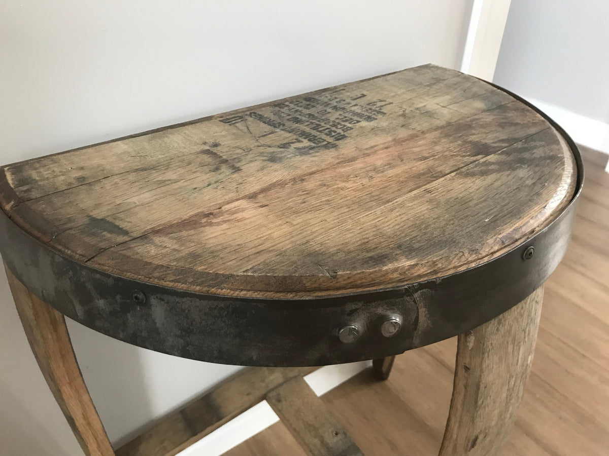 Wine Barrel Wall Table | Reclaimed Oak Half Round
