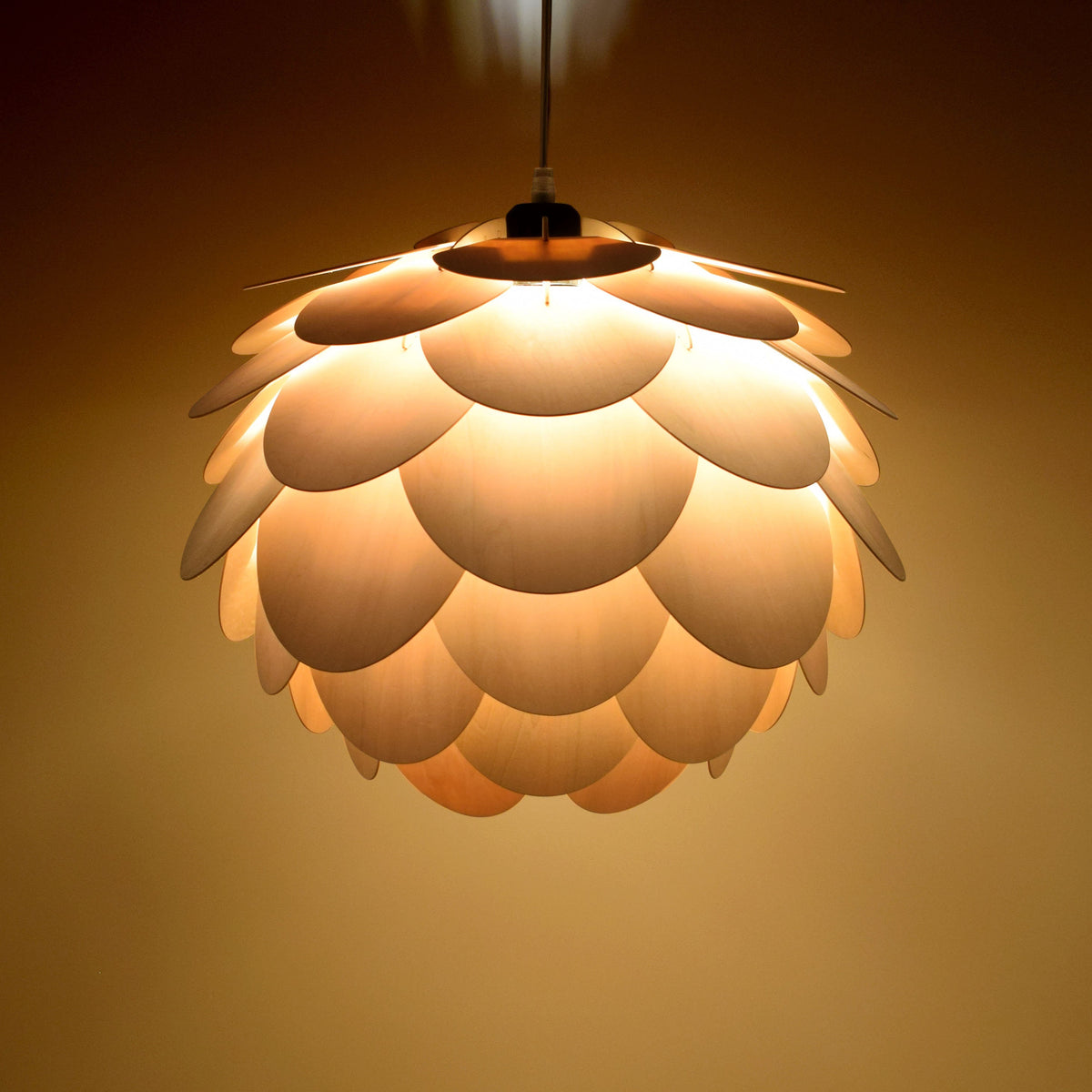 Wood Pendant Light-Handmade Round Pine Cone Light-Ceiling Light-Chandelier-Lighting-Pendant Light-Acorn Light-Artichoke Lamp