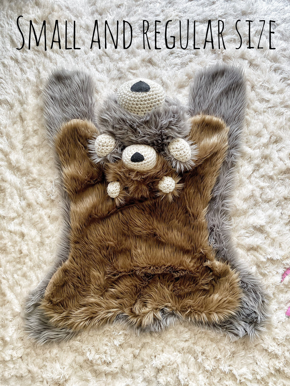 Cappuccino Grizzly Bear Rug in Faux Fur for Forest Nursery
