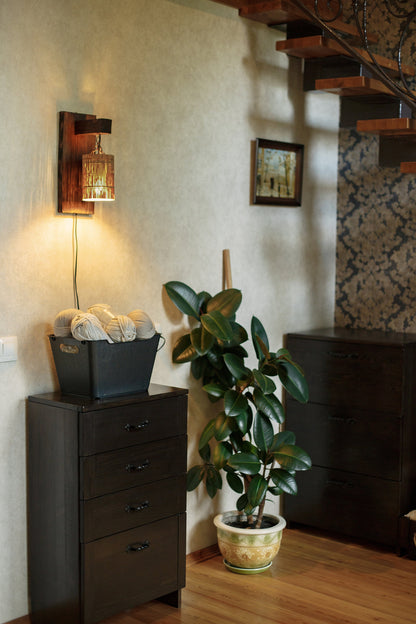 Wood Wall Sconce Plug In, Wall Lamp, Wood Bedside Wall Reading Sconce, Wall Wood Light, Bamboo Lampshade, Eco-friendly Lamp, Wall Lighting