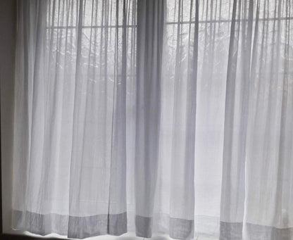 Sheer Cotton Cafe Curtain with Rod Pocket, Custom Short Window Panel