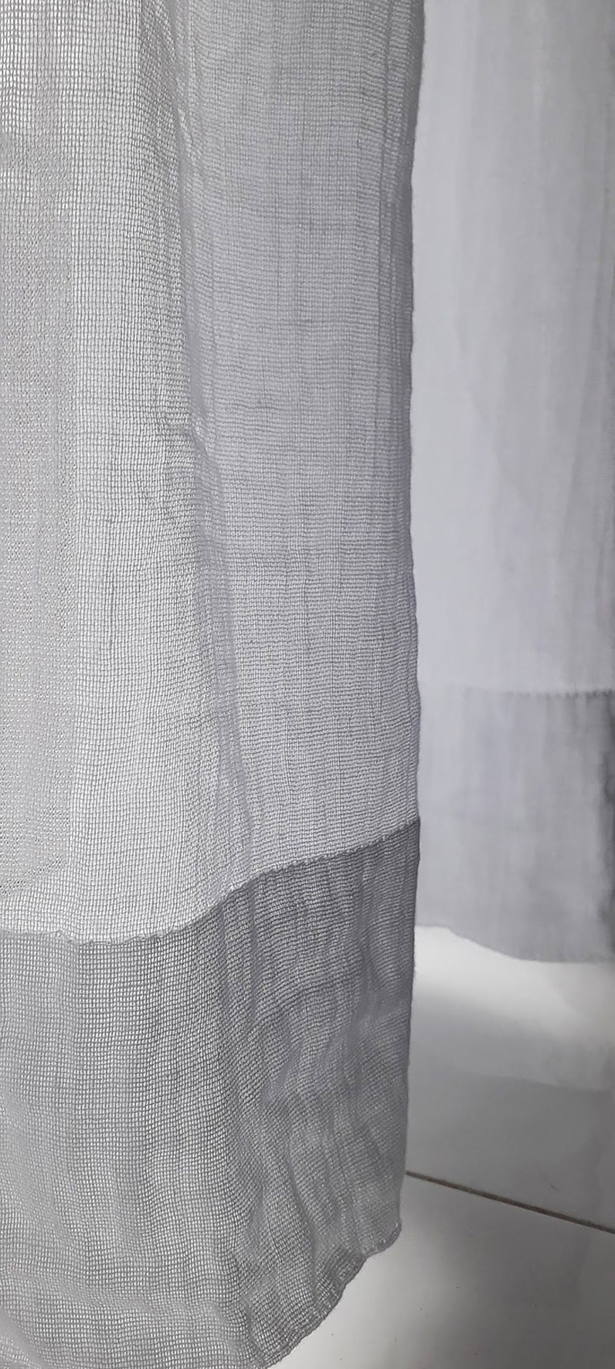 Sheer Cotton Cafe Curtain with Rod Pocket, Custom Short Window Panel
