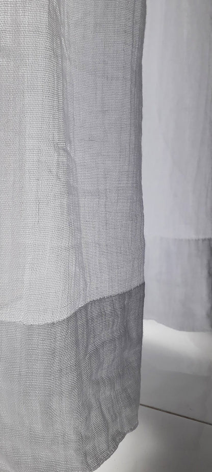 Sheer Cotton Cafe Curtain with Rod Pocket, Custom Short Window Panel