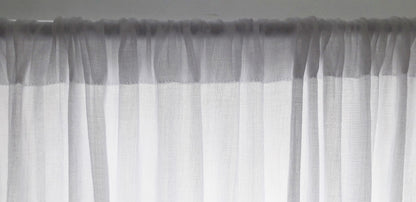 Sheer Cotton Cafe Curtain with Rod Pocket, Custom Short Window Panel