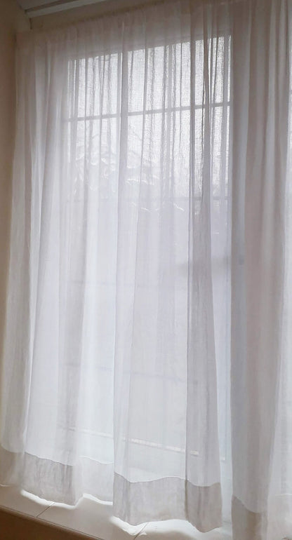 Sheer Cotton Cafe Curtain with Rod Pocket, Custom Short Window Panel
