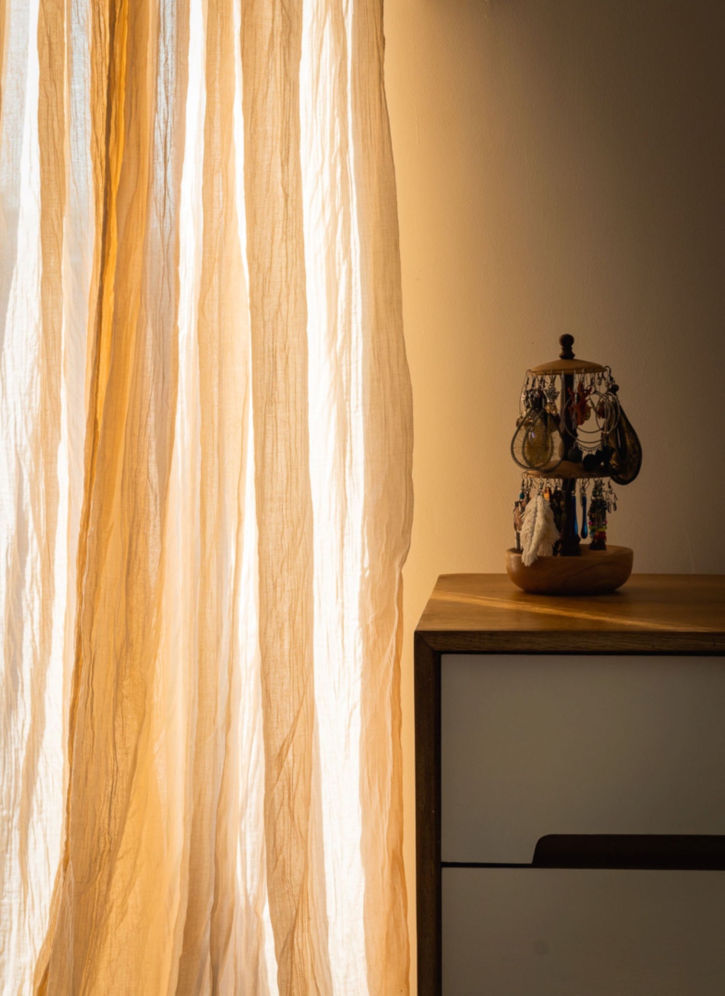 Full Length Sheer Cotton Muslin Curtain Panel with Rod Pocket