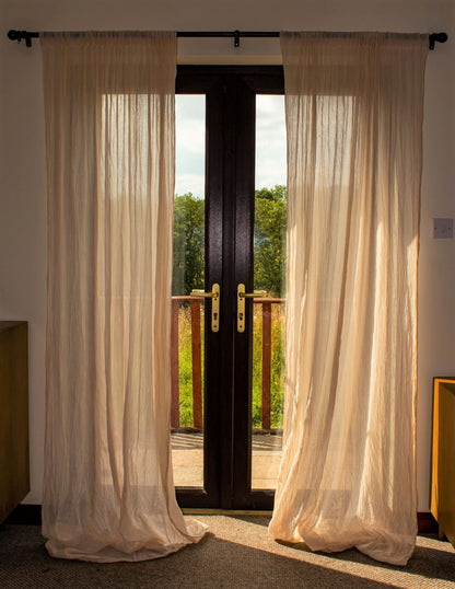 Full Length Sheer Cotton Muslin Curtain Panel with Rod Pocket