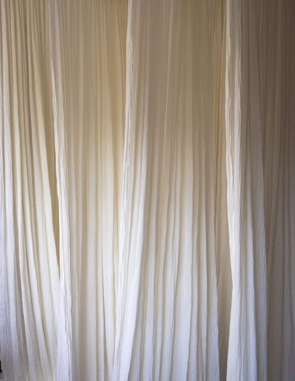 Full Length Sheer Cotton Muslin Curtain Panel with Rod Pocket