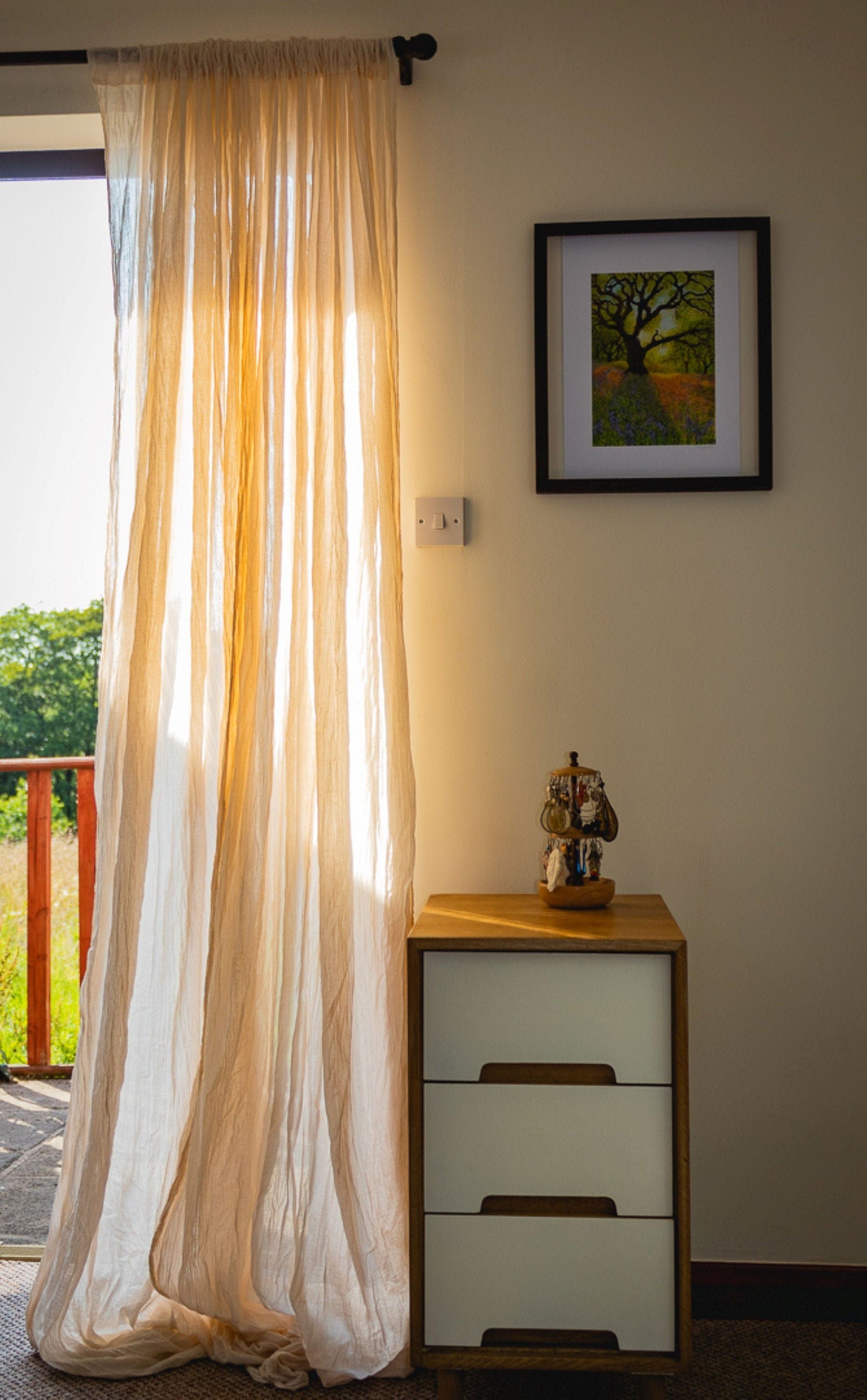 Full length, Rod Top Sheer 100% Cotton Muslin Curtain Panel