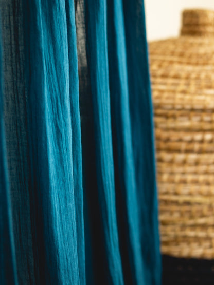 Full Length Sheer Cotton Muslin Curtain Panel with Rod Pocket