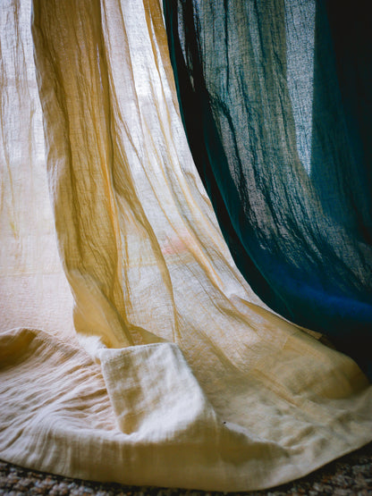 Full Length Sheer Cotton Muslin Curtain Panel with Rod Pocket
