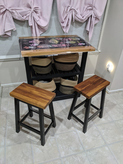 Wood Bar Stool, Farmhouse Stool, Rustic Industrial Bar Stool, Kitchen Stool