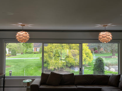 Pine Cone Wood Pendant Light with Layered Plywood Petals