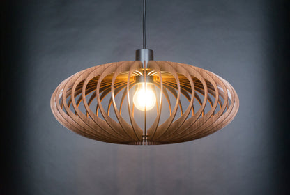 Modern Wood Pendant Light in Walnut or Oak HDF