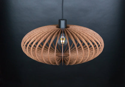 Modern Wood Pendant Light in Walnut or Oak HDF