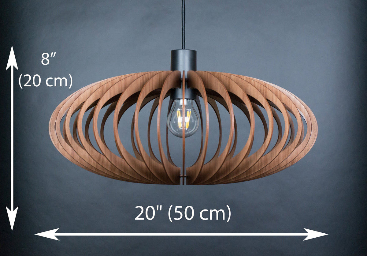 Modern Wood Pendant Light in Walnut or Oak HDF