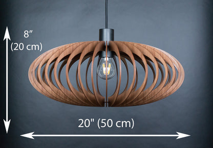 Modern Wood Pendant Light in Walnut or Oak HDF