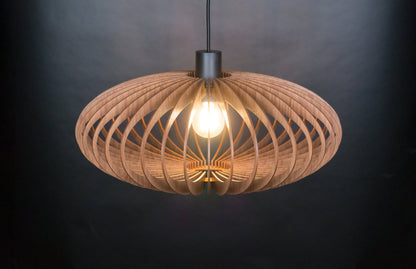 Modern Wood Pendant Light in Walnut or Oak HDF
