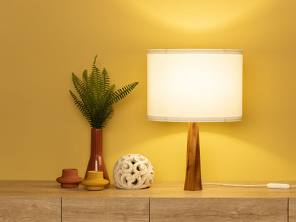 Distortion Wood Table Lamp with Fabric Shade, Modern Bedside Light