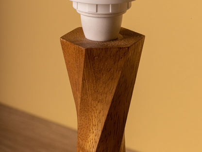 Distortion Wood Table Lamp with Fabric Shade, Modern Bedside Light
