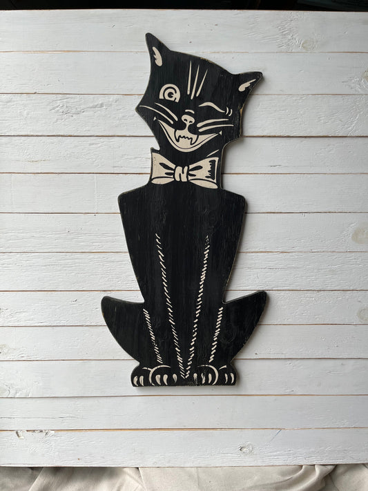 Retro Halloween Cat Halloween Decor Large Scale Vintage Style Halloween Cat Wooden Wall Decor