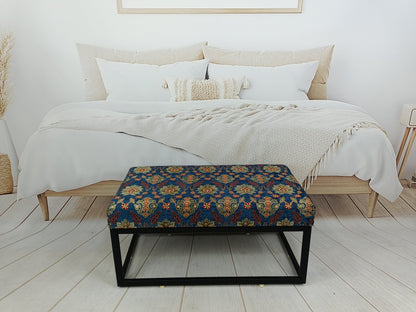 Upholstered Bench, Entryway Bench, Modern Ottoman, Handmade Furniture, Blue Fabric Bench, Piano Bench, Funky Chair, Window Seat