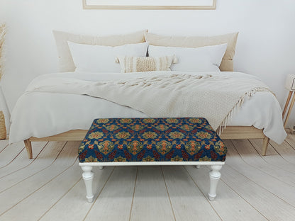 Upholstered Bench, Entryway Bench, Modern Ottoman, Handmade Furniture, Blue Fabric Bench, Piano Bench, Funky Chair, Window Seat