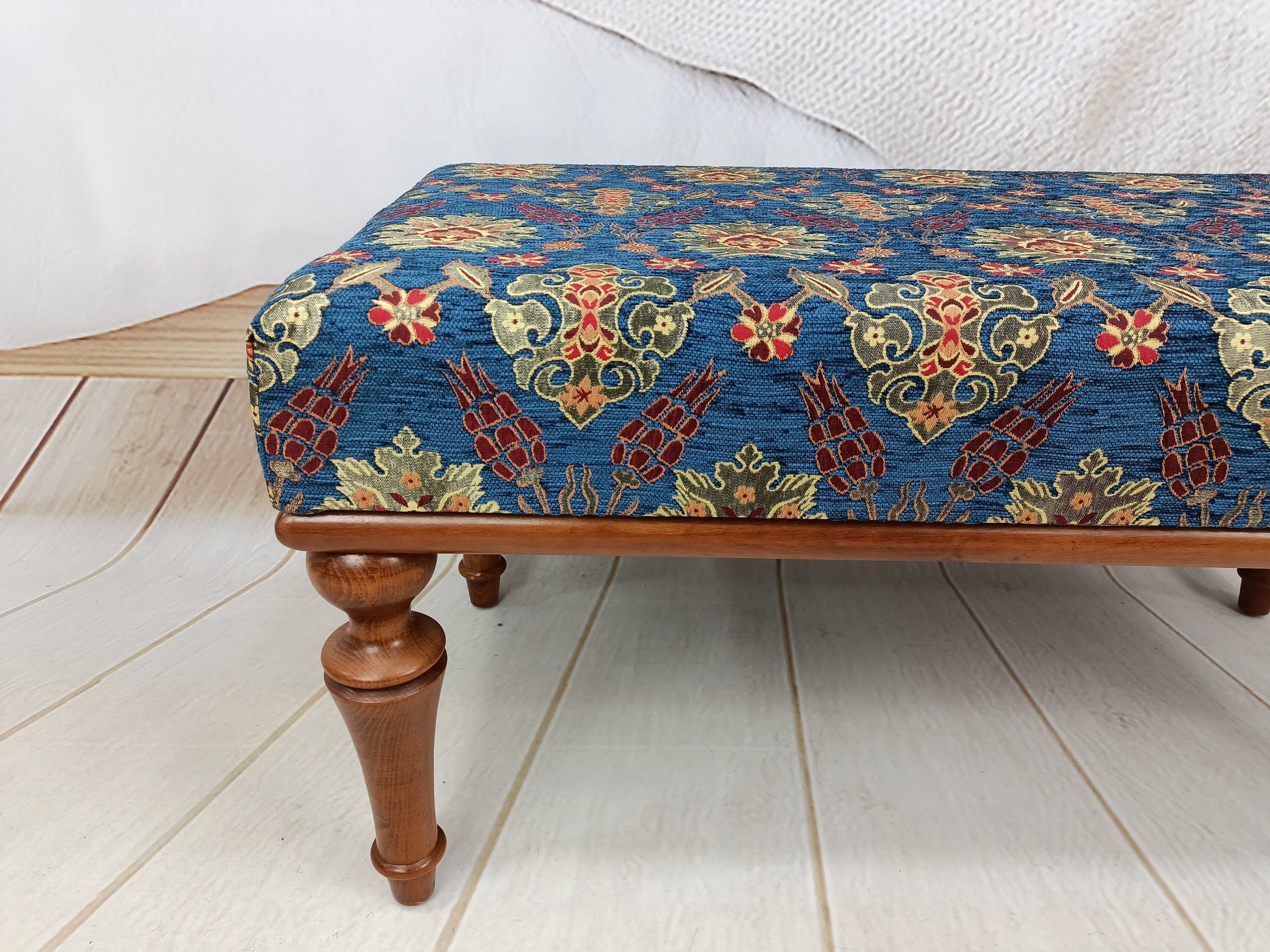 Upholstered Bench, Entryway Bench, Modern Ottoman, Handmade Furniture, Blue Fabric Bench, Piano Bench, Funky Chair, Window Seat, BENCH 893