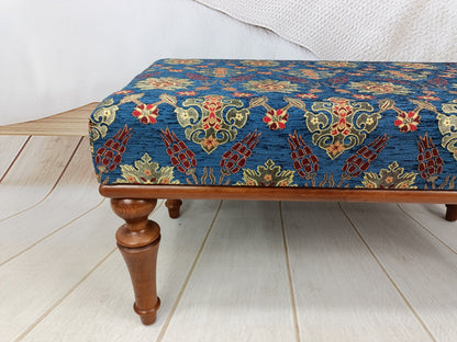 Upholstered Bench, Entryway Bench, Modern Ottoman, Handmade Furniture, Blue Fabric Bench, Piano Bench, Funky Chair, Window Seat, BENCH 893